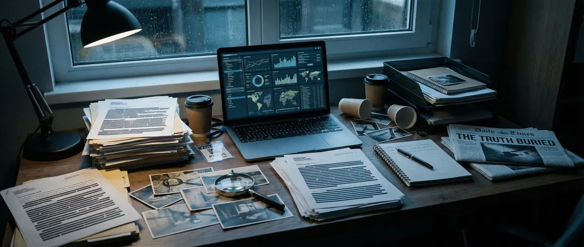 黑料 - 调查记者工作台场景